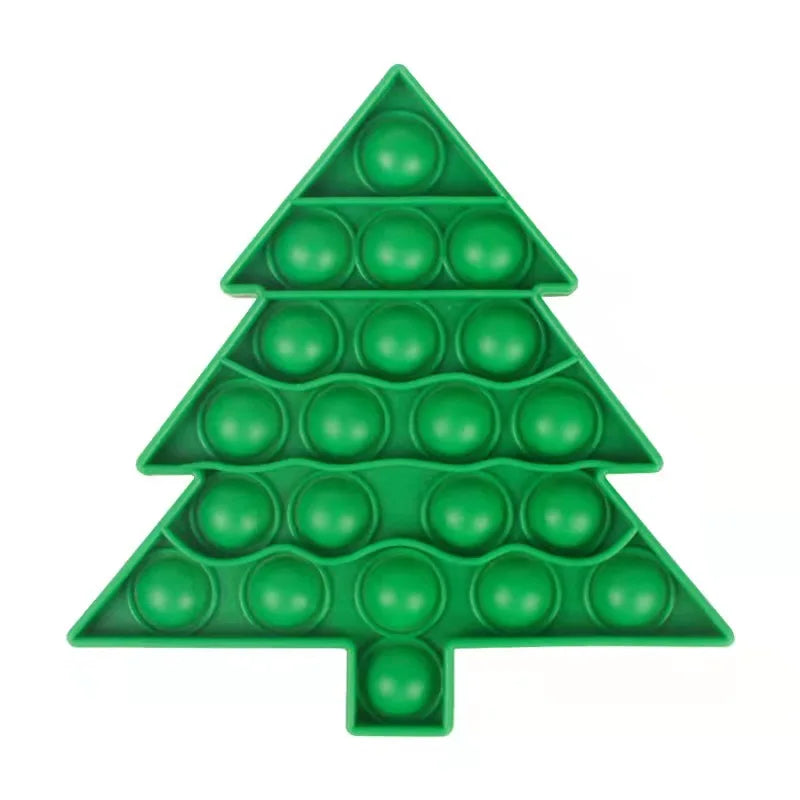 The Rainbow Pop Fidget Stress Toy by FidgetFuns features a Christmas tree design with circular bubbles, perfect for sensory satisfaction and stress relief.