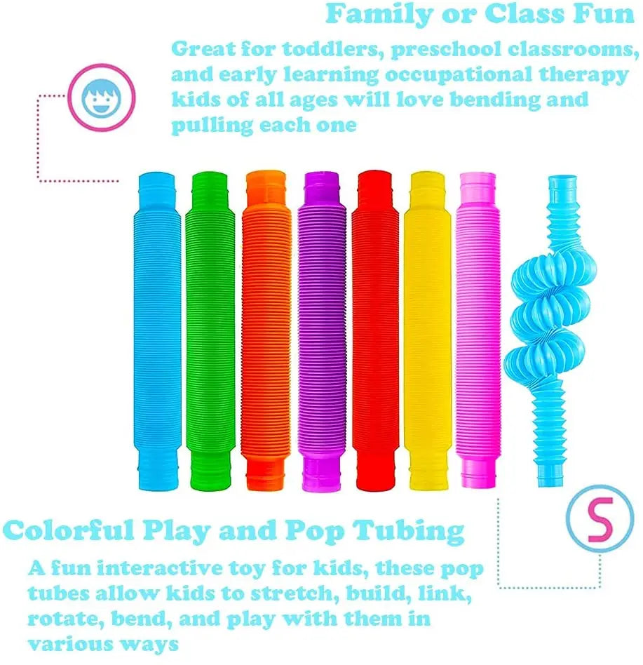 8-Pack Large Pop Tubes Fidget Toy – Sensory Stretch Tube - FidgetFuns