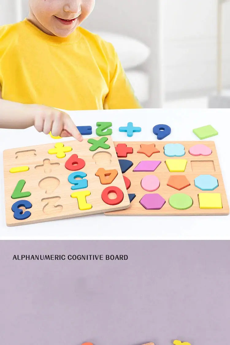 Kids Wooden Alphabet & Number Puzzle Board – Montessori Preschool Learning Toy - FidgetFuns