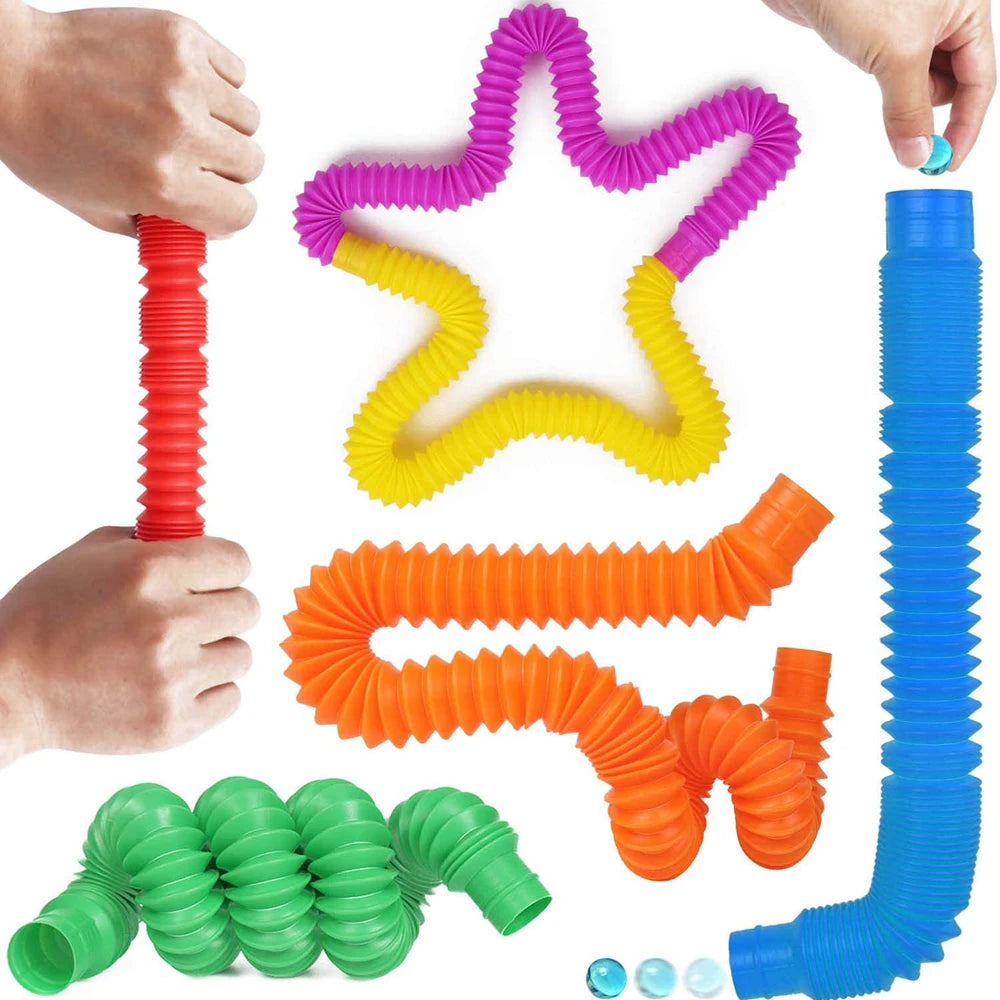 8-Pack Large Pop Tubes Fidget Toy – Sensory Stretch Tube - FidgetFuns