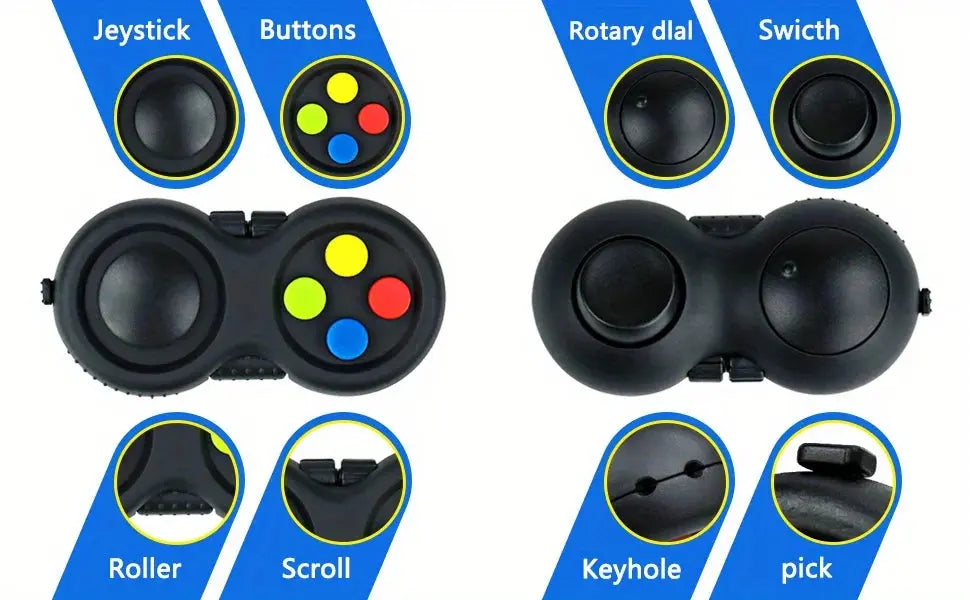 FidgetFuns Fidget Pad with 8 Fidget Functions – Stress Relief & Focus Booster - FidgetFuns