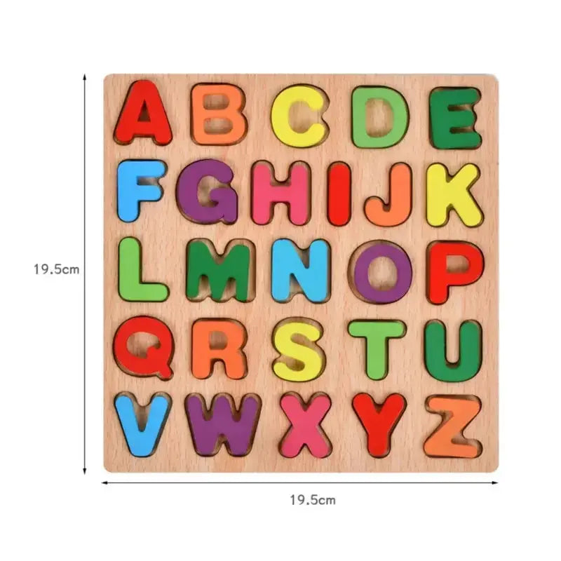 Kids Colorful Alphabet & Number Wooden Puzzle – Intelligent Matching Game - FidgetFuns