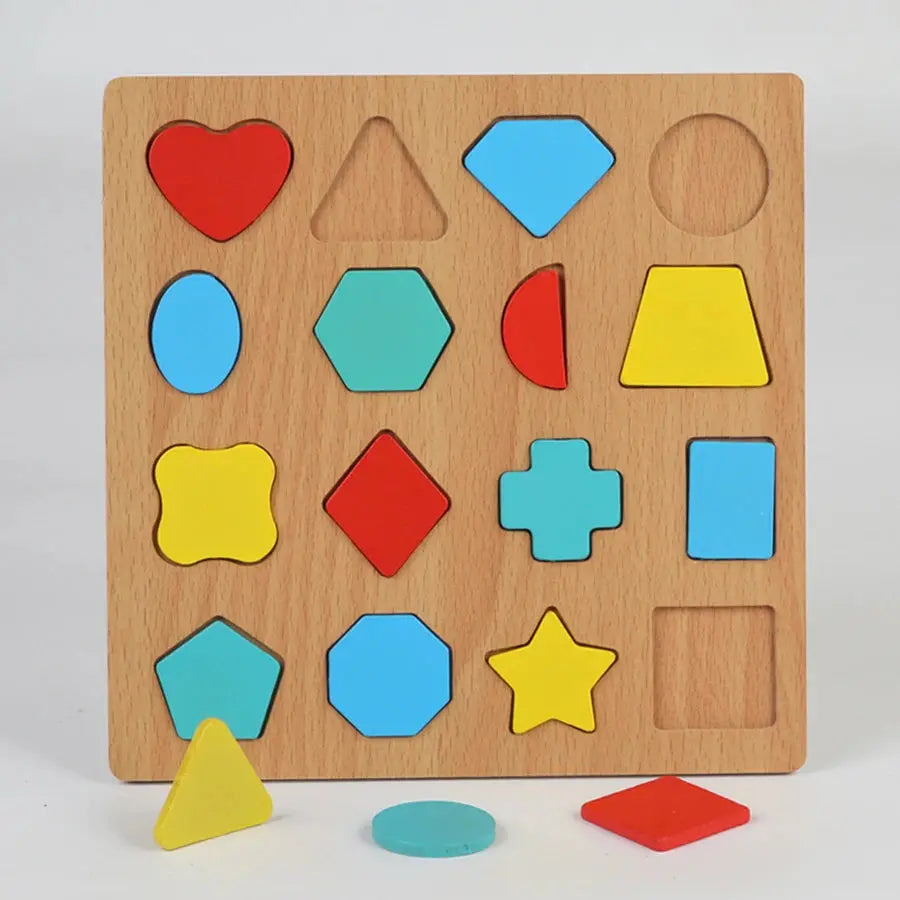 Colorful Alphabet, Number & Shape Matching Wooden Board – Montessori Preschool Puzzle - FidgetFuns