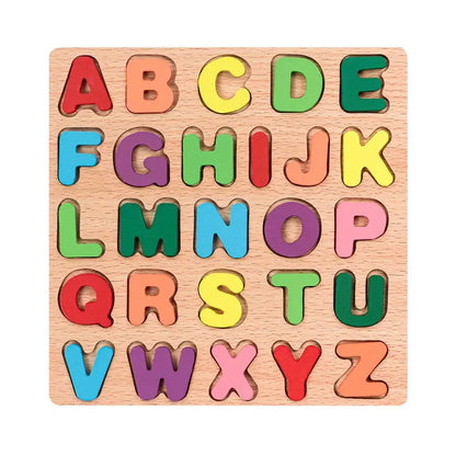 Kids Wooden Alphabet & Number Puzzle Board – Montessori Preschool Learning Toy - FidgetFuns