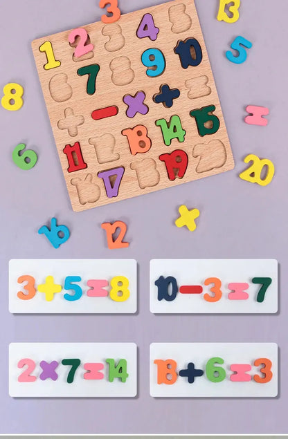 Kids Wooden Alphabet & Number Puzzle Board – Montessori Preschool Learning Toy - FidgetFuns