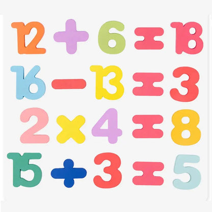 Colorful Alphabet, Number & Shape Matching Wooden Board – Montessori Preschool Puzzle - FidgetFuns