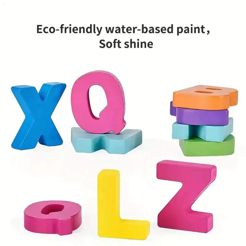 Kids Colorful Alphabet & Number Wooden Puzzle – Intelligent Matching Game - FidgetFuns