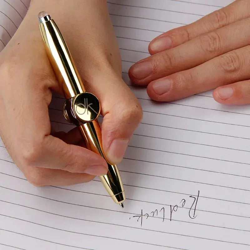 FidgetFuns Multi-Function LED Pen Spinning Gyro – Stress Relief & Stylish Writing Pen - FidgetFuns