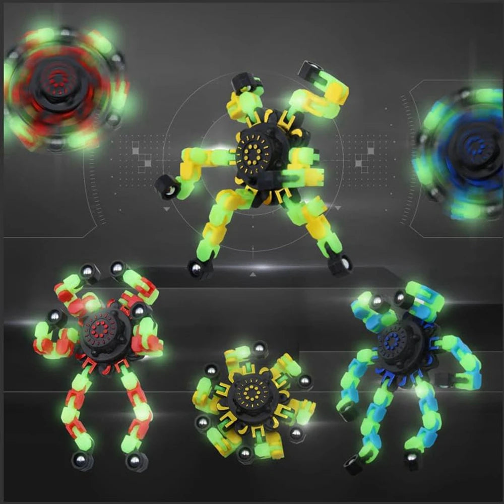 4-Pack Glow Fidget Spinners – DIY Robot Sensory Toy - FidgetFuns