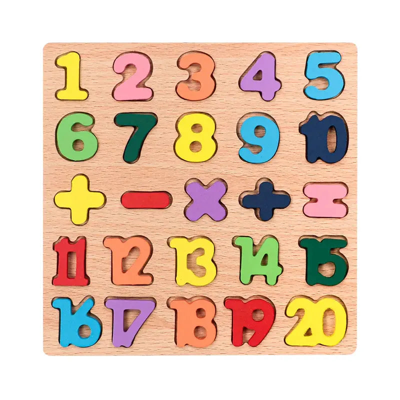 Kids Wooden Alphabet & Number Puzzle Board – Montessori Preschool Learning Toy - FidgetFuns