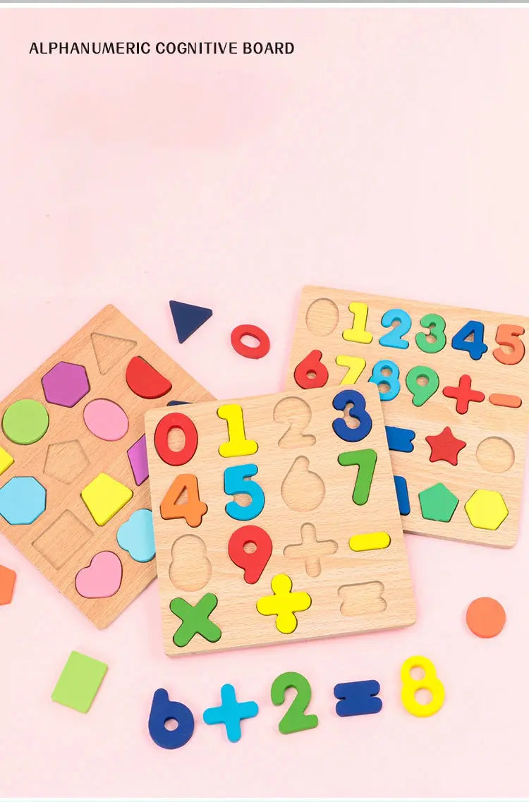 Kids Wooden Alphabet & Number Puzzle Board – Montessori Preschool Learning Toy - FidgetFuns