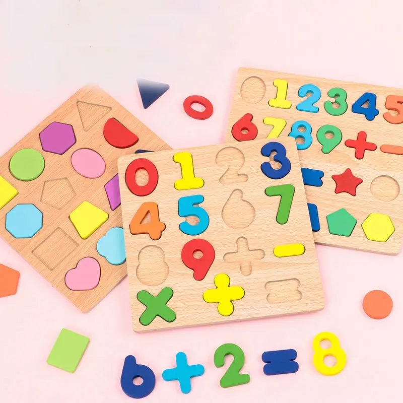 Kids Wooden Alphabet & Number Puzzle Board – Montessori Preschool Learning Toy - FidgetFuns