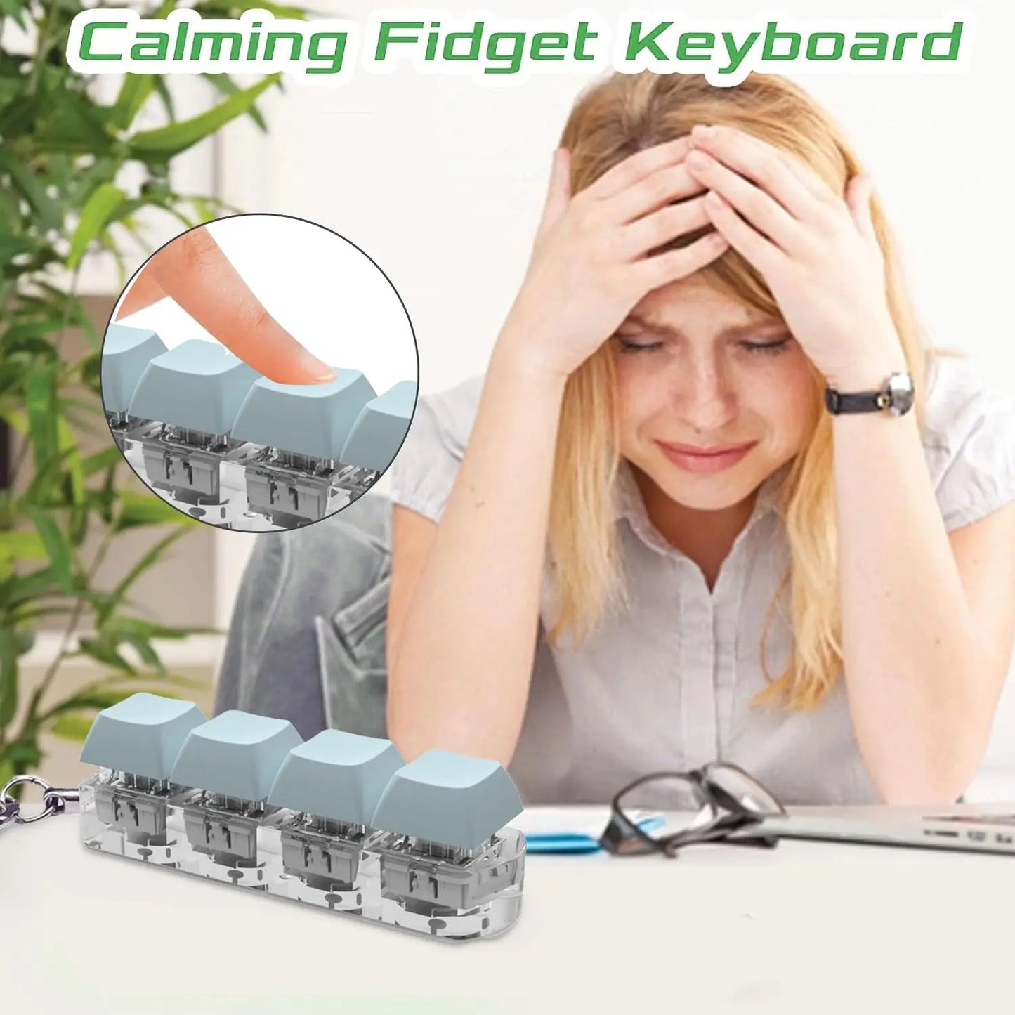 FidgetFuns Mechanical Keyboard Key Fidget Toy – Clicky Keychain for Stress Relief - FidgetFuns