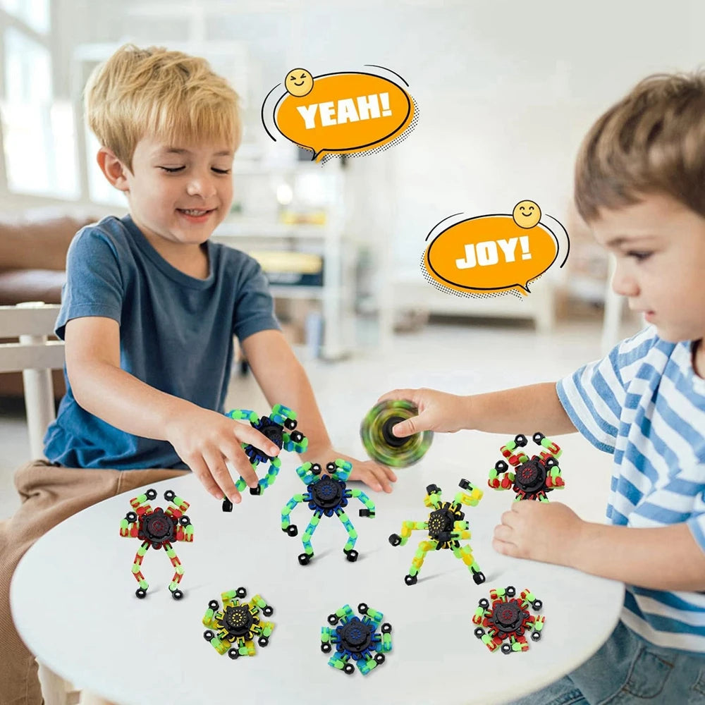 4-Pack Glow Fidget Spinners – DIY Robot Sensory Toy - FidgetFuns